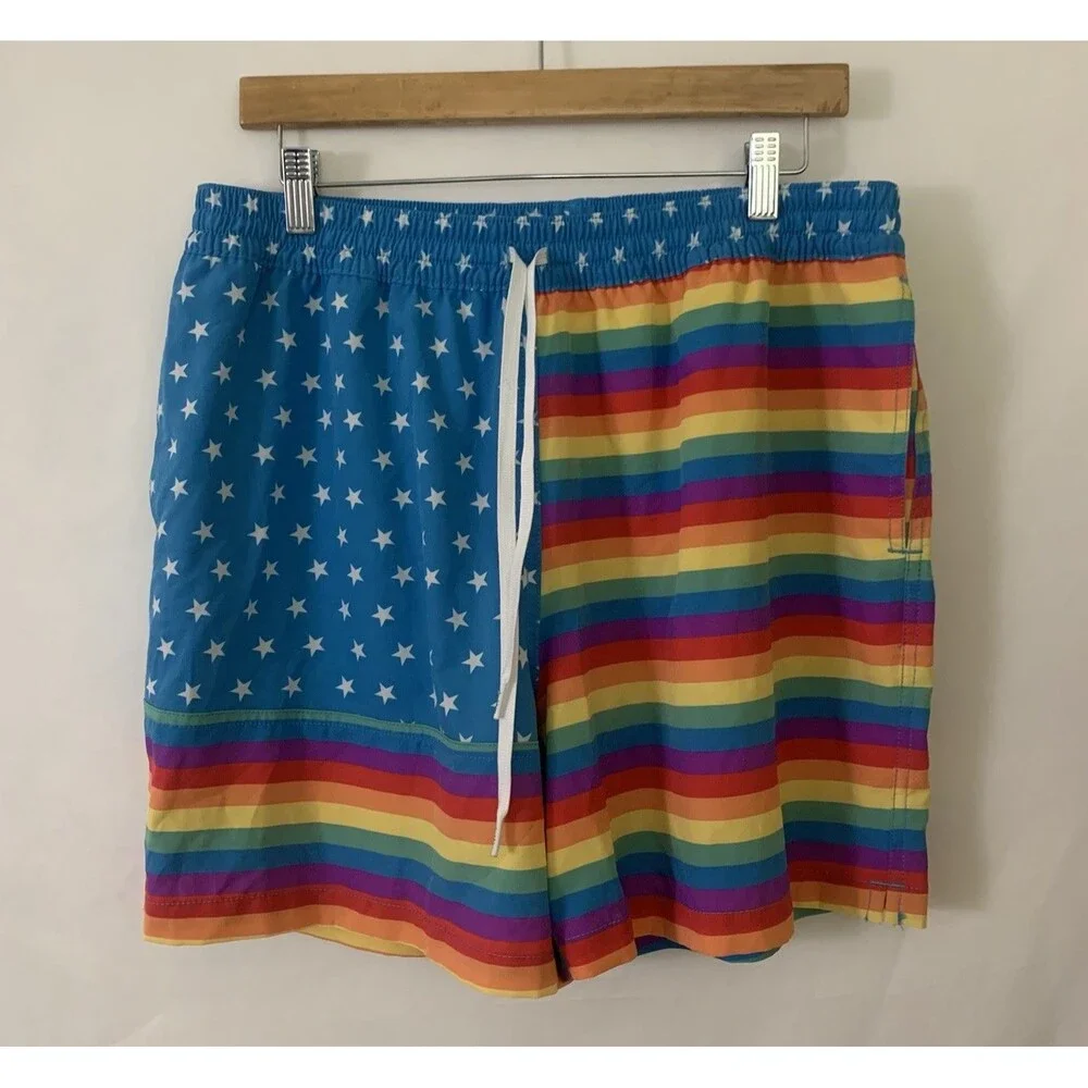 Chubbies Swim Trunks Men’s XL Rainbow The Love Is Loves Stars Stripes 5.5”